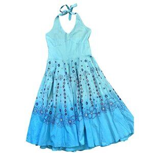 Teal Blue Green Halter Swing Dress